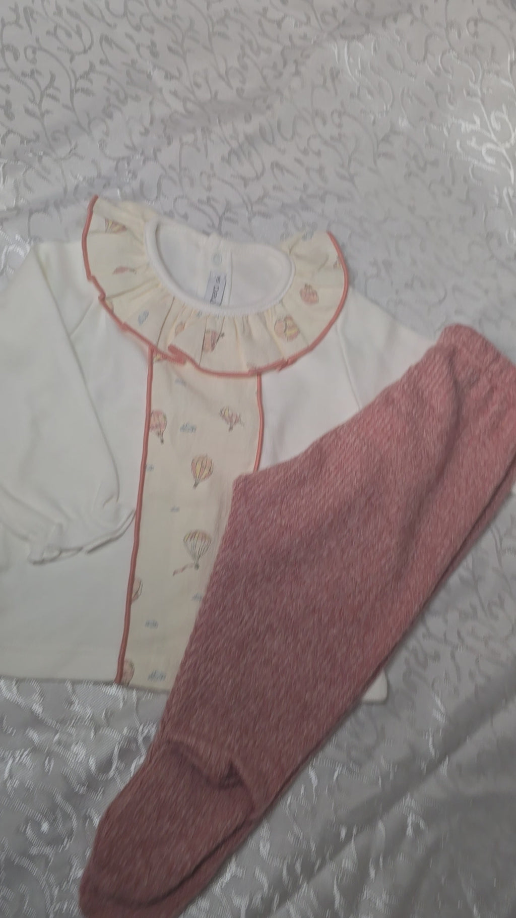 Conjunto de 2 Peças para Bebé Menina com Balões de Ar Quente – Rosa Velho