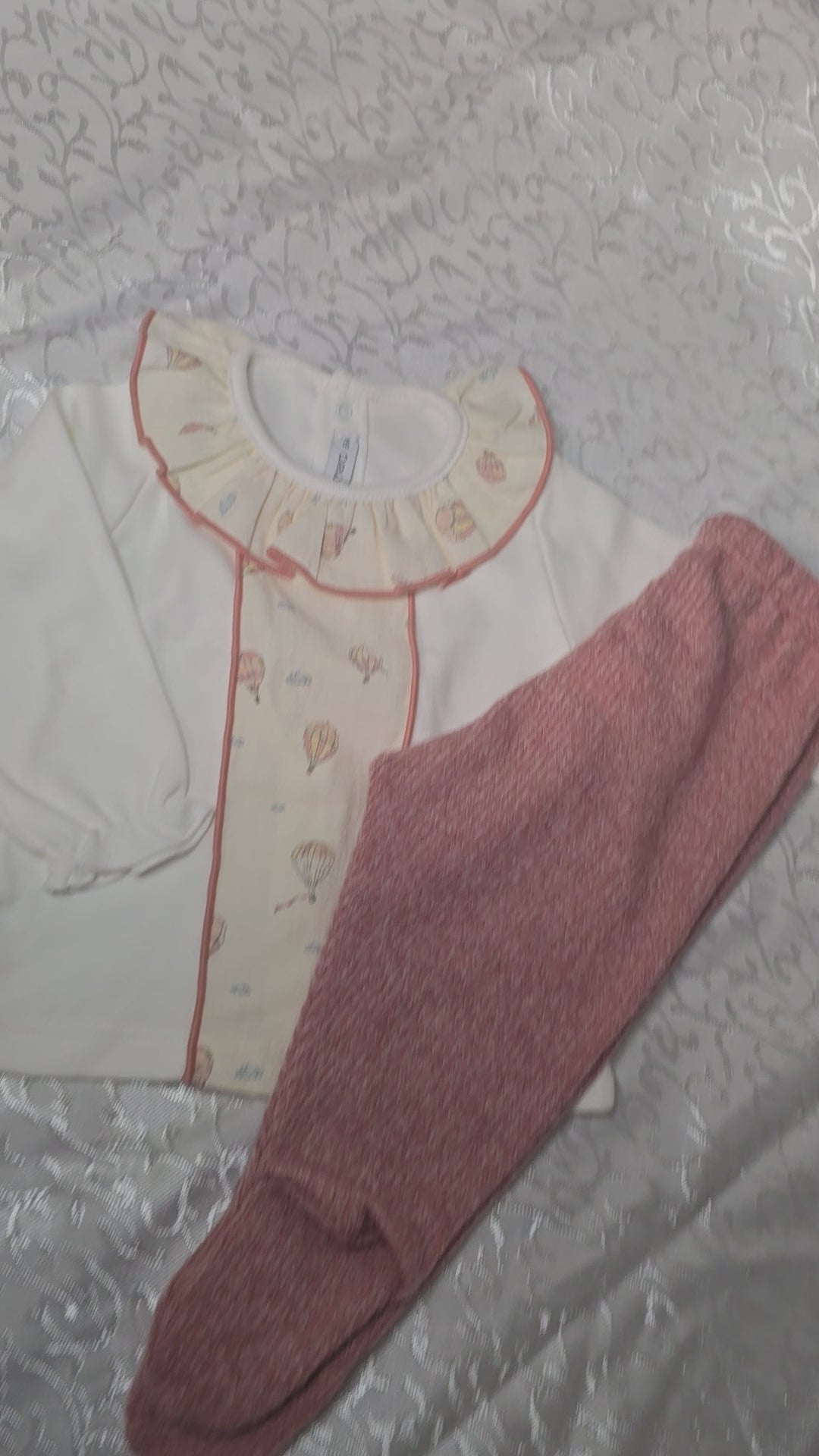 Conjunto de 2 Peças para Bebé Menina com Balões de Ar Quente – Rosa Velho