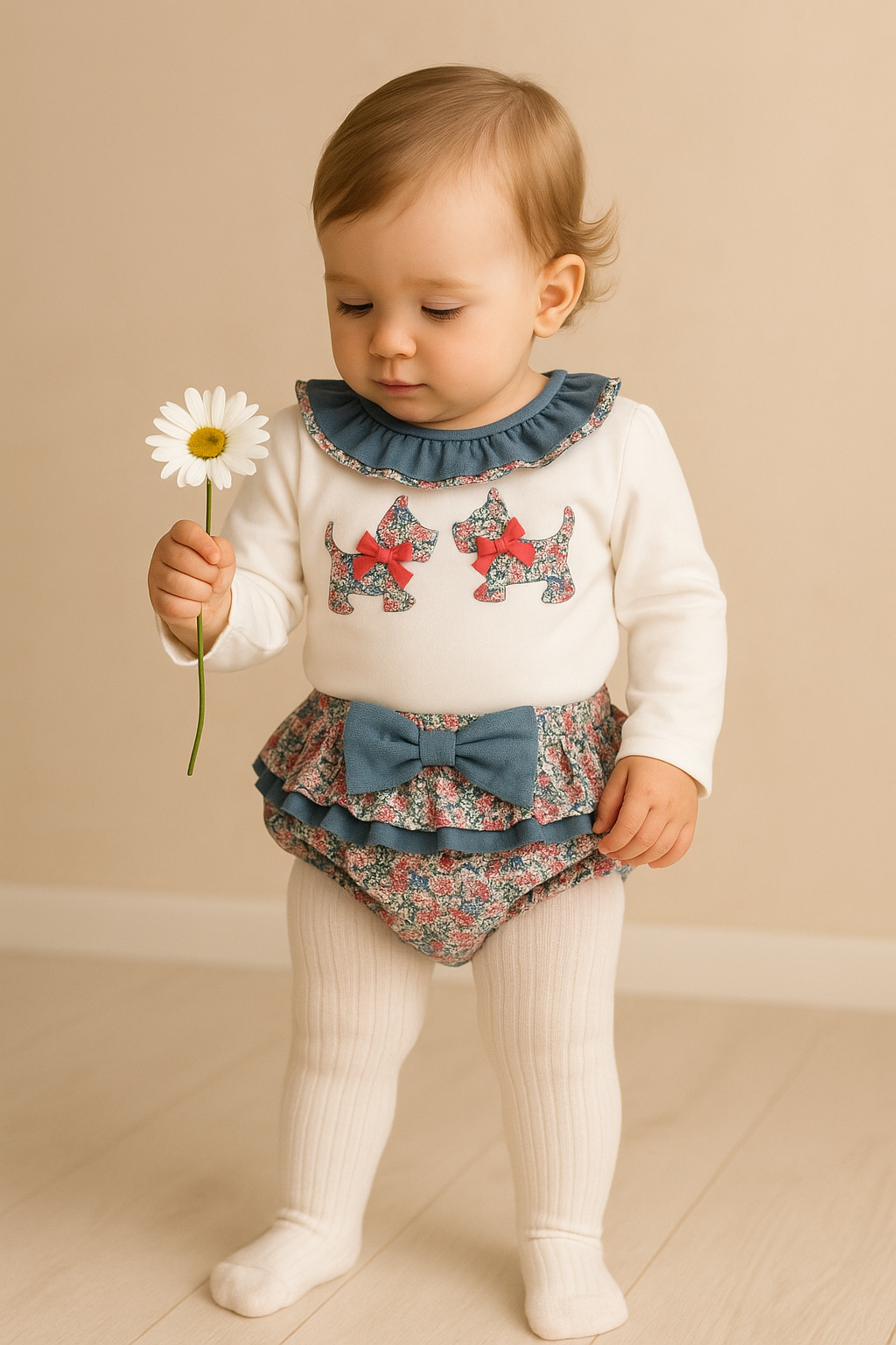 Conjunto de 2 Peças Floral para Bebé Menina – Azul