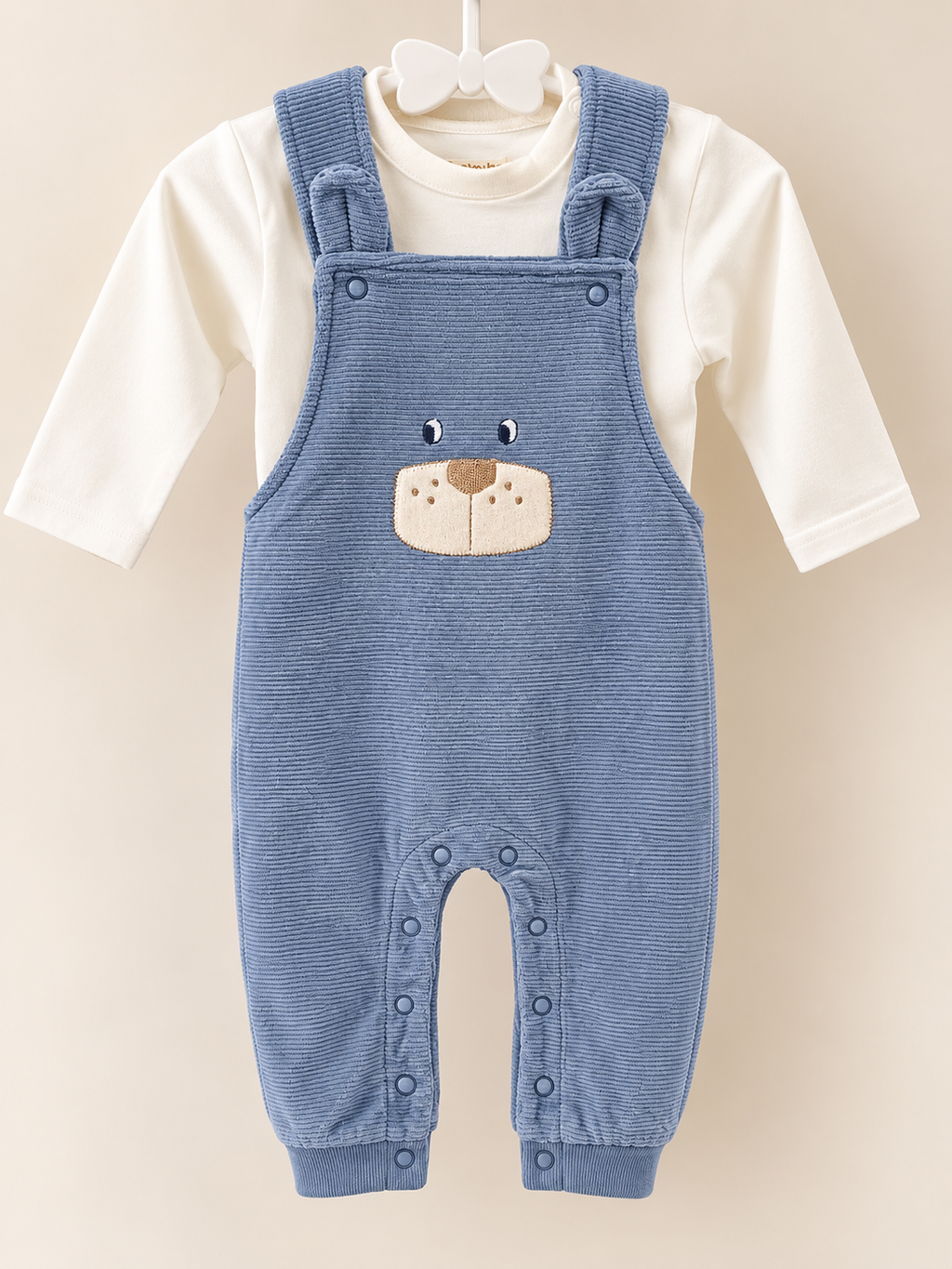 Baby Blue Bear Dungaree Set – 2 Pieces