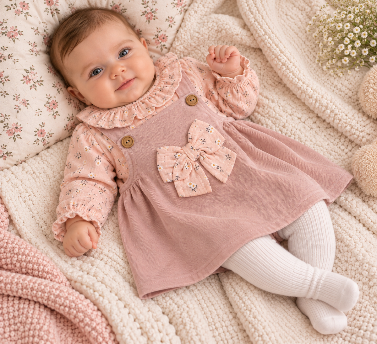 Baby Girl Pink Floral Dress Set
