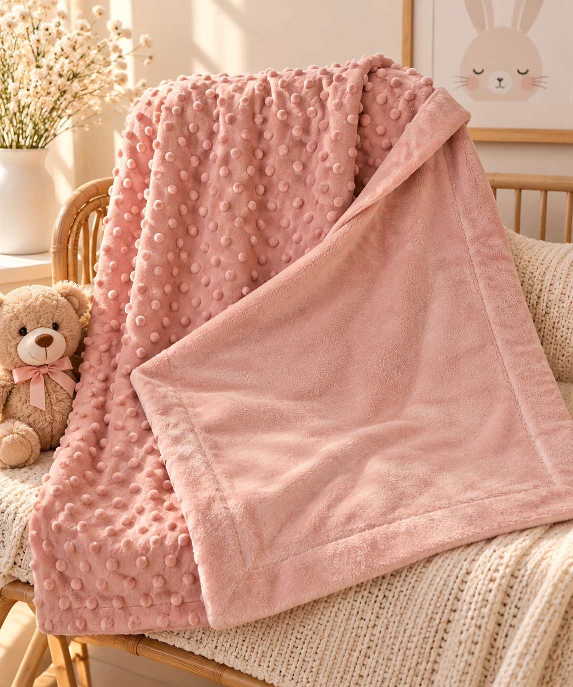 Baby Minky Dot Fleece Blanket – 100 × 70 cm