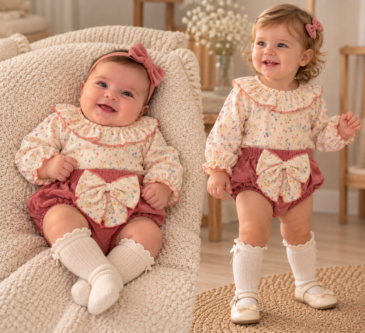 Baby Girl Floral & Dusty Rose 2-Piece Set