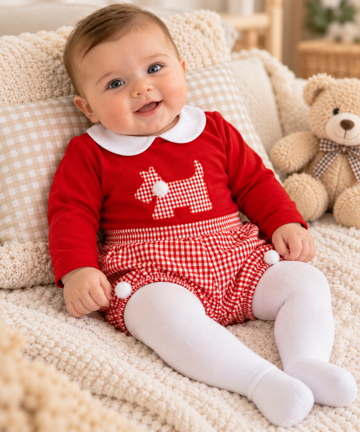 Baby Red Gingham Dog Set – 2 Pieces