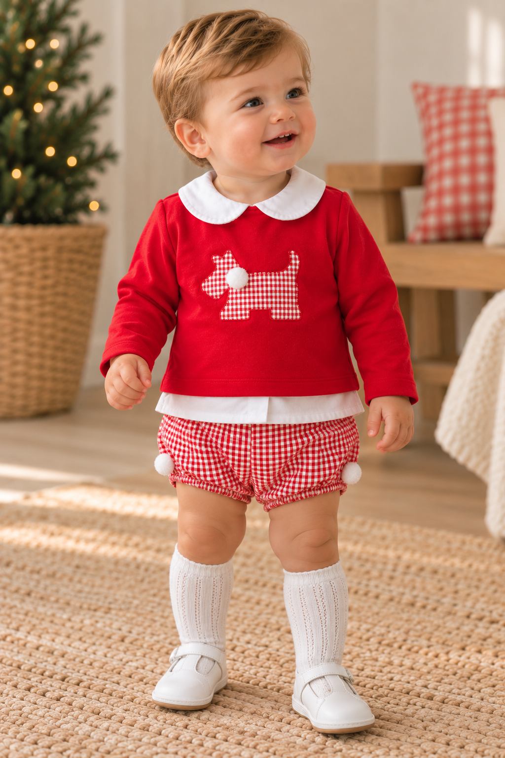 Baby Red Gingham Dog Set – 2 Pieces