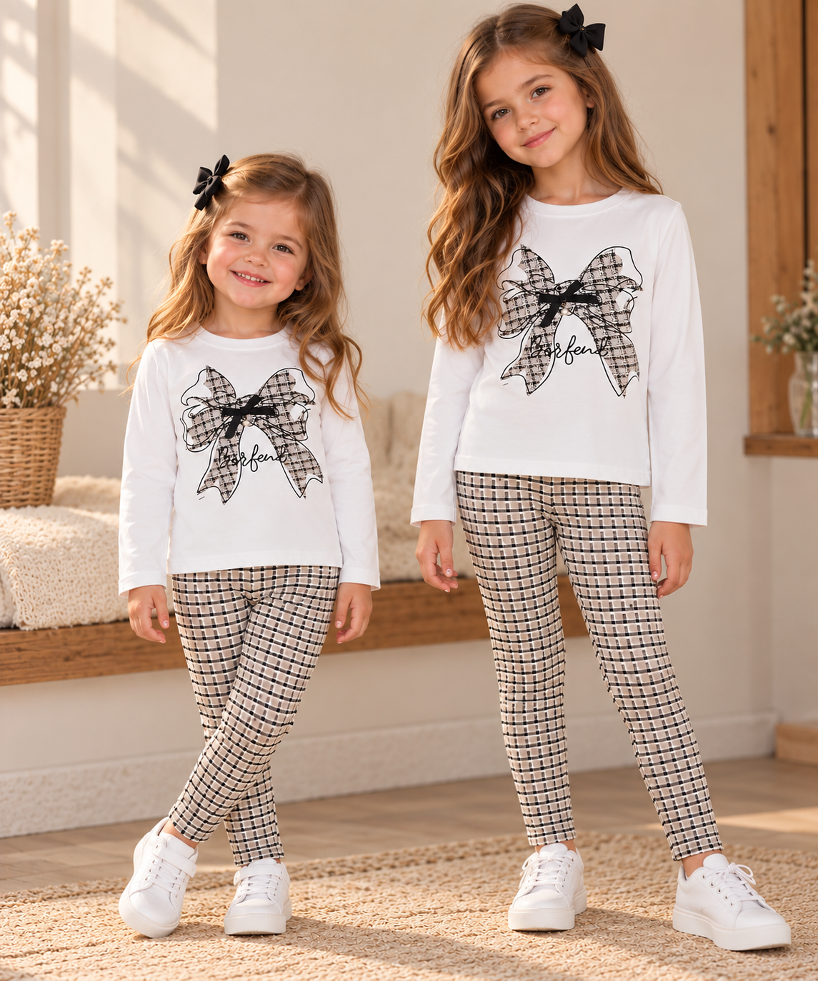 Girls Plaid Bow 2-Piece Set