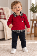 Baby Boy Red & Navy 3-Piece Outfit