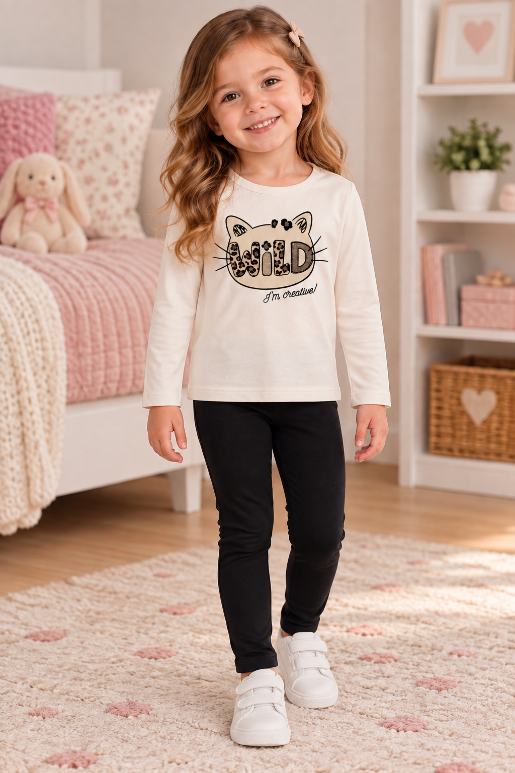 Girls Wild Leopard Print 3-Piece Set – Pink or Beige