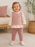 Girls 2-Piece Floral Outfit – Dusty Pink