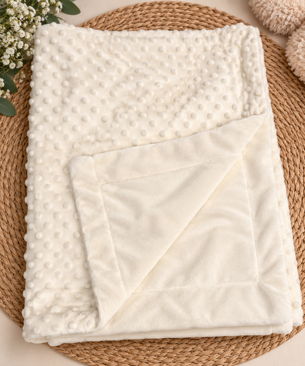 Baby Minky Dot Fleece Blanket – 100 × 70 cm