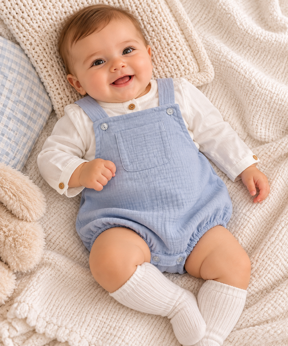 Baby Boy Blue Dungaree 2-Piece Set