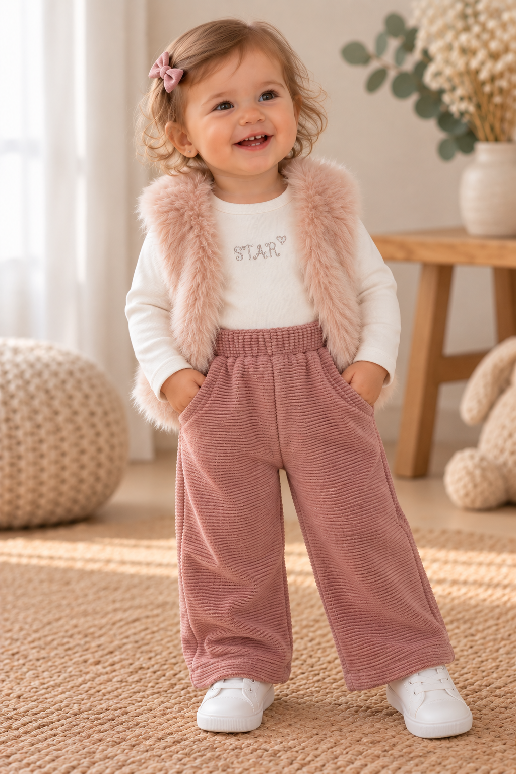 Conjunto de 3 Peças para Menina – Rosa Blush