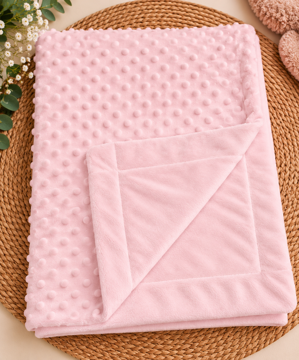 Baby Minky Dot Fleece Blanket – 100 × 70 cm