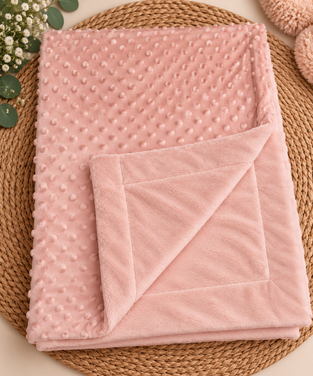 Baby Minky Dot Fleece Blanket – 100 × 70 cm