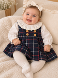 Baby Girl Navy Plaid Dress Set